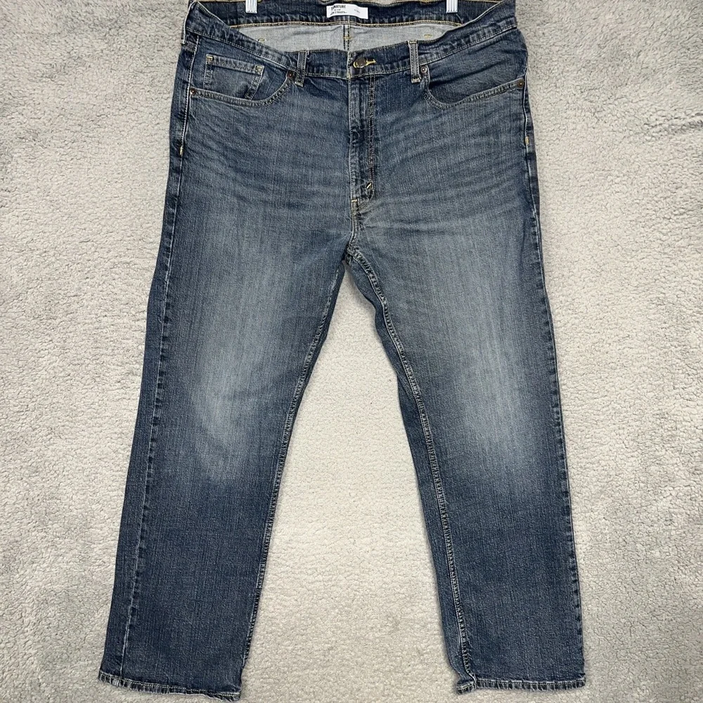 Levi's Signature Pants Men 40x30 (37x28) Blue Denim Wash Straight‎ Relaxed Jeans